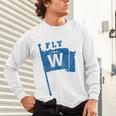 Fly The W Chicago Baseball Winning Flag Distressed Premium Tri-Blend Unisex Long Sleeve T-Shirt Fly The W Chicago Baseball Winning Flag Distressed Premium Tri-Blend Unisex Long Sleeve T-Shirt