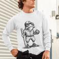 Frog Basketbal Men Women Grumpy Frog Playing Baseball Unisex Long Sleeve T-Shirt