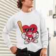Heart Playing Baseball Valentines Day Unisex Long Sleeve T-Shirt