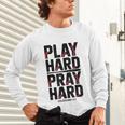 Play Hard Pray Hard Youth Boy Christian Baseball Jesus Unisex Long Sleeve T-Shirt Play Hard Pray Hard Youth Boy Christian Baseball Jesus Unisex Long Sleeve T-Shirt