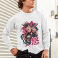 Punk Girl With Anger Kanji And Baseball Bat Unisex Long Sleeve T-Shirt