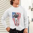 US Flag Baseball Player Batter Sport Lover Team Coach Family Unisex Long Sleeve T-Shirt