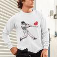 Valentines Baseball Batter Heart Player Silhouette Premium Tri-Blend Unisex Long Sleeve T-Shirt