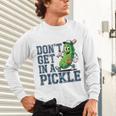 Youth Baseball Catcher Humor Don’t Get In A Pickle Unisex Long Sleeve T-Shirt