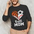 Ball Mom Heart Soccer Basketball Baseball Football Mom Unisex Long Sleeve T-Shirt