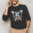 Baseball 5 Year Old Ice Cream Drip 5th Birthday Boy Number 5 Unisex Long Sleeve T-Shirt Baseball 5 Year Old Ice Cream Drip 5th Birthday Boy Number 5 Unisex Long Sleeve T-Shirt