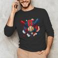 Baseball 8 Year Old Splash Drip 8th Birthday Boy Number 8 Unisex Long Sleeve T-Shirt Baseball 8 Year Old Splash Drip 8th Birthday Boy Number 8 Unisex Long Sleeve T-Shirt