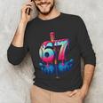 Baseball Bat Hands Drip 67 Six Seven Gen Alpha Slang Meme Unisex Long Sleeve T-Shirt