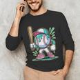 Baseball Character Cartoon Batter Drip Style Women Men Unisex Long Sleeve T-Shirt Baseball Character Cartoon Batter Drip Style Women Men Unisex Long Sleeve T-Shirt