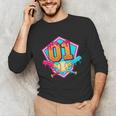 Baseball Drip Jersey Number 1 For Players & 1th Birthday Unisex Long Sleeve T-Shirt