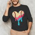 Baseball Drip Melting Ice Cream Baseball Heart Boys Girls Unisex Long Sleeve T-Shirt Baseball Drip Melting Ice Cream Baseball Heart Boys Girls Unisex Long Sleeve T-Shirt