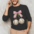 Baseball Girls Women Coquette Pink Bow Baseball Unisex Long Sleeve T-Shirt Baseball Girls Women Coquette Pink Bow Baseball Unisex Long Sleeve T-Shirt