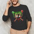Baseball Ice Cream Drip Number 67 Player 6 7 Christmas Pjs Unisex Long Sleeve T-Shirt