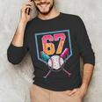 Baseball Ice Cream Drip Number 67 Player 67th Birthday Men Unisex Long Sleeve T-Shirt Baseball Ice Cream Drip Number 67 Player 67th Birthday Men Unisex Long Sleeve T-Shirt