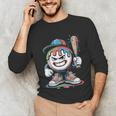 Baseball Mascot Attitude Graffiti Splash Bat Cap Unisex Long Sleeve T-Shirt Baseball Mascot Attitude Graffiti Splash Bat Cap Unisex Long Sleeve T-Shirt