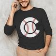 Baseball Sport Player Graphic Monogram Initial Letter C Unisex Long Sleeve T-Shirt