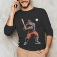 Bigfoot Playing Baseball Boys Kids Men Baseball Player Unisex Long Sleeve T-Shirt