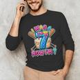 Blue Checkered I Was 6 Now I'm 7 Birthday Cake Baseball Drip Unisex Long Sleeve T-Shirt Blue Checkered I Was 6 Now I'm 7 Birthday Cake Baseball Drip Unisex Long Sleeve T-Shirt