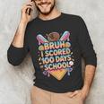 Bruh I Scored 100 Days Of School Baseball Ice Cream Drip Tee Unisex Long Sleeve T-Shirt