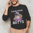 Calm Your Mitts Baseball Ice Cream Drip Crossed Bats Sport Unisex Long Sleeve T-Shirt Calm Your Mitts Baseball Ice Cream Drip Crossed Bats Sport Unisex Long Sleeve T-Shirt