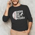 Chicks Dig The Pitcher Baseball Unisex Long Sleeve T-Shirt Chicks Dig The Pitcher Baseball Unisex Long Sleeve T-Shirt