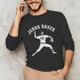 Christian Jesus Saves Baseball Pitcher Heaven 01 Sports Unisex Long Sleeve T-Shirt Christian Jesus Saves Baseball Pitcher Heaven 01 Sports Unisex Long Sleeve T-Shirt