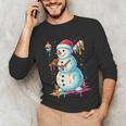 Christmas Baseball Snowman Drip For Boys Men Girls Women Unisex Long Sleeve T-Shirt