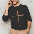 Cross Baseball Bats Christian Faith Sports Coach Pitcher Unisex Long Sleeve T-Shirt Cross Baseball Bats Christian Faith Sports Coach Pitcher Unisex Long Sleeve T-Shirt