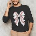 Cute Baseball Coquette Bow For Women Girls Baseball Mama Mom Unisex Long Sleeve T-Shirt