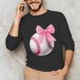 Cute Coquette Baseball Pink Bow Player & Fan Girls Unisex Long Sleeve T-Shirt Cute Coquette Baseball Pink Bow Player & Fan Girls Unisex Long Sleeve T-Shirt