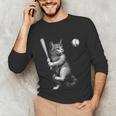 Cute Kitten Playing Baseball Hitter Bat Cool Baseball Cat Unisex Long Sleeve T-Shirt Cute Kitten Playing Baseball Hitter Bat Cool Baseball Cat Unisex Long Sleeve T-Shirt