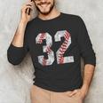 Distressed Baseball Number 32 Jersey Uniform Player Fan Unisex Long Sleeve T-Shirt Distressed Baseball Number 32 Jersey Uniform Player Fan Unisex Long Sleeve T-Shirt