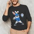 Dripping Drip Baseball Rabbit Bunny Easter Men Boy Kid Unisex Long Sleeve T-Shirt