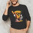 Drippy Pizza Baseball Slice Cartoon Sports Food Unisex Long Sleeve T-Shirt