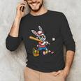 Easter Bunny Baseball Player Batter Rabbit Boys Kids Men Unisex Long Sleeve T-Shirt