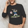 Goat Baseball Player With Bat And Ball Drip Animal Sports Unisex Long Sleeve T-Shirt Goat Baseball Player With Bat And Ball Drip Animal Sports Unisex Long Sleeve T-Shirt