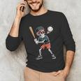 Halloween Skeleton Playing Baseball 67 Six Seven Meme Unisex Long Sleeve T-Shirt Halloween Skeleton Playing Baseball 67 Six Seven Meme Unisex Long Sleeve T-Shirt