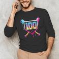 Happy 100 Days Of School Baseball Drip 100th Day Of School Unisex Long Sleeve T-Shirt