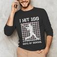 I Hit 100 Days Of School Baseball Player 100th Day Boys Kids Unisex Long Sleeve T-Shirt