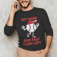 Hit Hard Run Fast Turn Left Baseball Player Unisex Long Sleeve T-Shirt