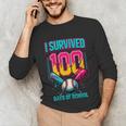 HUGvyn I Survived 100 Days Baseball Teacher Ice Cream Drip Unisex Long Sleeve T-Shirt HUGvyn I Survived 100 Days Baseball Teacher Ice Cream Drip Unisex Long Sleeve T-Shirt