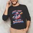Just A Boy Who Loves Baseball Patriotic Drip For Youth Boys Unisex Long Sleeve T-Shirt