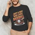 Just A Boy Who Loves Baseball Player Kids Unisex Long Sleeve T-Shirt