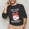 Just A Girl Who Loves Baseball Cute Retro Baseball Lover Unisex Long Sleeve T-Shirt