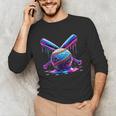 Neon Dripping Baseball And Bats Colorful Sports Art Unisex Long Sleeve T-Shirt Neon Dripping Baseball And Bats Colorful Sports Art Unisex Long Sleeve T-Shirt