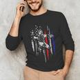 Patriotic Baseball Catcher American Flag Sports Tee Unisex Long Sleeve T-Shirt