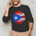 Puerto Rico Baseball Flag Boricua Beisbol Fan Gear Unisex Long Sleeve T-Shirt