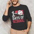 Retro 100 Days Of School Baseball Teacher Student 100 Days Unisex Long Sleeve T-Shirt
