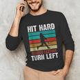 Retro Hit Hard Run Fast Turn Left Baseball Lover Unisex Long Sleeve T-Shirt