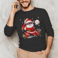 Santa Baseball Christmas Pajamas Xmas Men Boy Toddlers Unisex Long Sleeve T-Shirt
